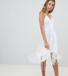Asos Design Petite Tassel Hem Hanky Sundress - White