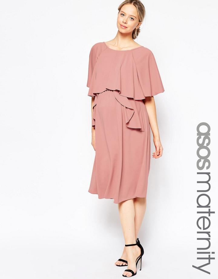 Asos Maternity Full Soft Ruffle Midi Dress - Purple