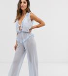 Unqiue21 Ruffle Detail Ruffle Detail Plunge Jumpsuit - Green