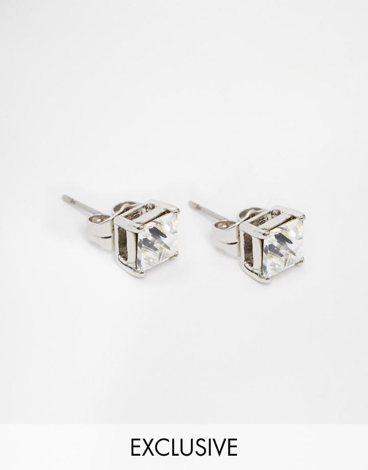 Simon Carter Clear Swarovski Crystal Stud Earrings Exclusive To Asos - Silver
