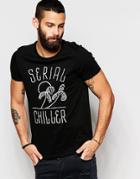 Asos Muscle T-shirt With Serial Chiller Print - Black