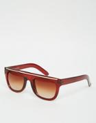 7x Flat Brow Sunglasses In Tort - Brown
