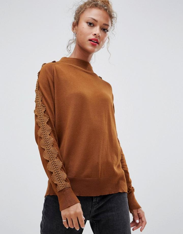 Blend She Jessie High Neck Sweater-brown