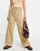 Topshop Low Rise Organic Cotton Jean In Sand-neutral