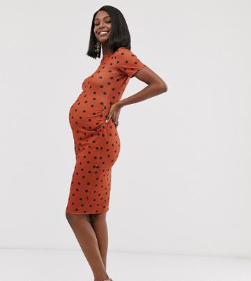 Blume Maternity Exclusive T-shirt Jersey Dress In Polkadot - Black