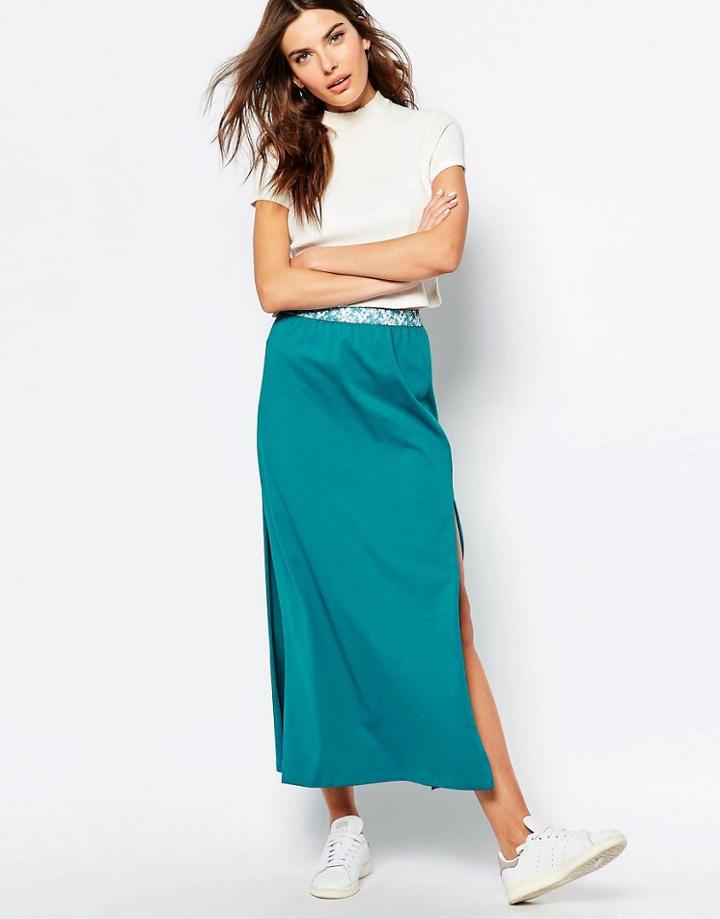 Sisley Jersey Maxi Skirt - 112 Tourquise