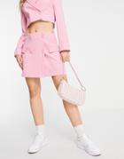 Stradivarius Polyester Tailored Mini Skirt In Pink - Pink - Part Of A Set