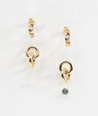 River Island 3 Pack Earrings Pack In Gold - Yellow