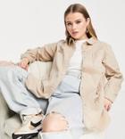 Yours Distressed Denim Shirt In Stone-neutral