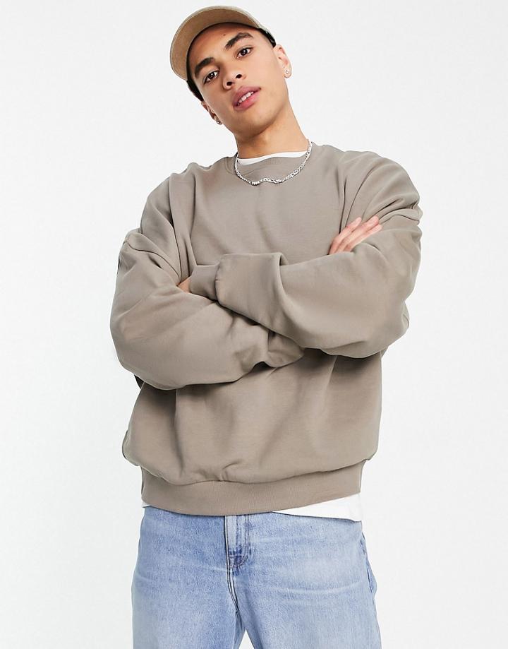 Asos Design Super Oversized Sweatshirt In Washed Brown