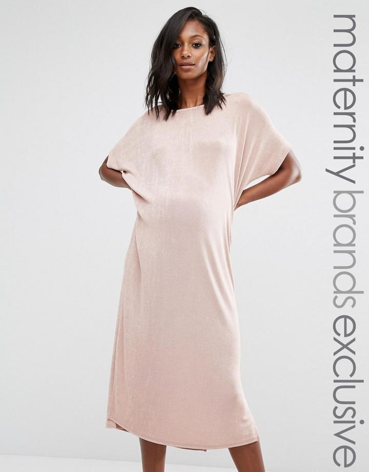 Missguided Maternity Oversized Slinky Dress - Beige