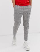New Look Pull On Pants In Prince Of Wales Check - Gray