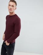 New Look Waffle Knit Sweater In Burgundy - Red