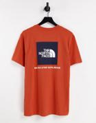 The North Face Nse Box Back Print T-shirt In Orange-green