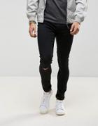 Ldn Dnm Black Spray On Jeans With Knee Rips - Black