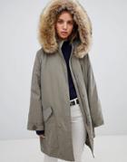 Asos Design Oversized Parka With Padded Liner-green