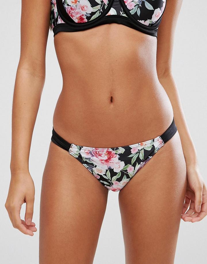 Lipsy Floral Border Bikini Bottom - Multi