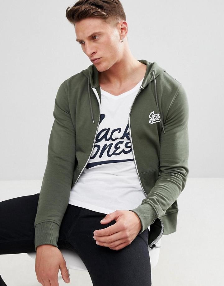 Jack & Jones Zip Thru Hoodie - Green