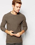 Selected Homme Textured Knitted Crew Neck Sweater - Gray