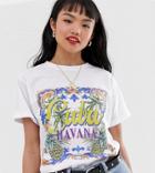 Asos Design Petite T-shirt With Vintage Havana Print - White