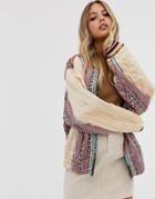 Free People Pandora Patchwork Paisley Quilted Bomber Jacket-multi