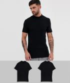 Asos Design 2 Pack Organic Muscle Fit T-shirt With Turtleneck Save - Multi