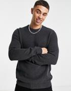Asos Design Oversized Midweight Cotton Sweater In Charcoal-gray