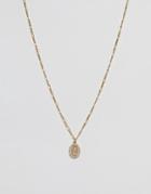 Asos Design Necklace With Pave Crystal Vintage Style Cupid Pendant In Gold - Gold