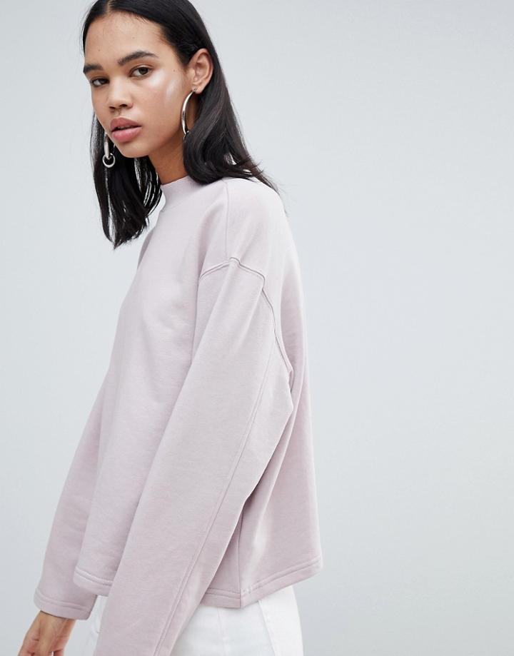Weekday High Neck Sweatshirt In Dusty Pink - Pink