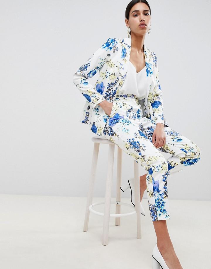Asos Design Tailored Floral Print Single Breasted Blazer - Multi