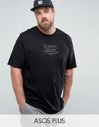 Asos Plus Longline T-shirt With Text Print - Black