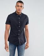 Asos Casual Slim Fit Oxford Shirt In Navy - Navy