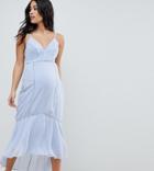 Asos Design Maternity Cami Midi Dress With Lace Insert-multi