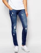 Kubban Stonewash Leg Patch Jean Spray On - Blue