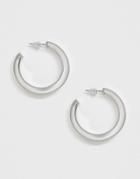 Asos Design Hoop Earrings In Cut Out Design In Silver Tone