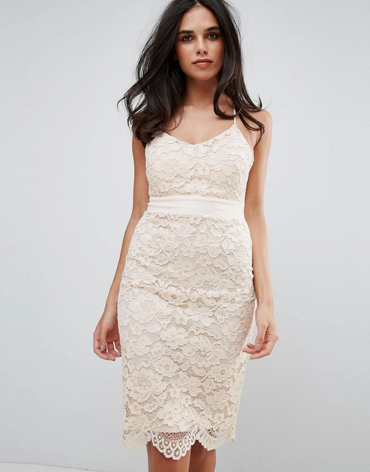Forever Unique Lace Cross Strap Bodycon Dress - Pink