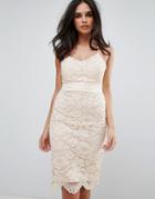 Forever Unique Lace Cross Strap Bodycon Dress - Pink