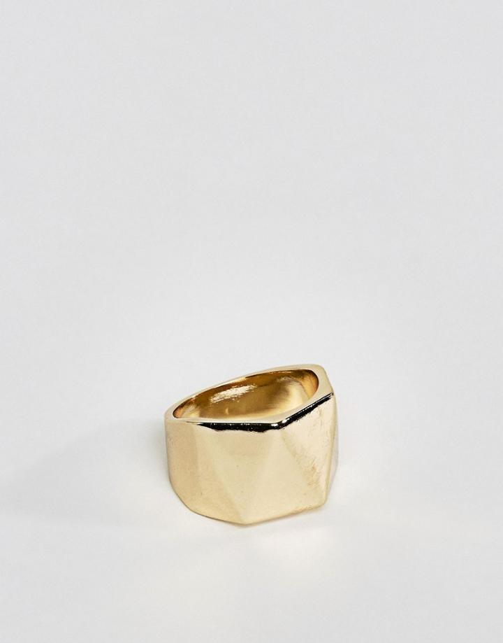 Designb Geometric Signet Ring In Gold Exclusive To Asos - Gold