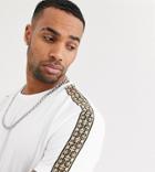 Asos Design Tall T-shirt With Geo Taping In White