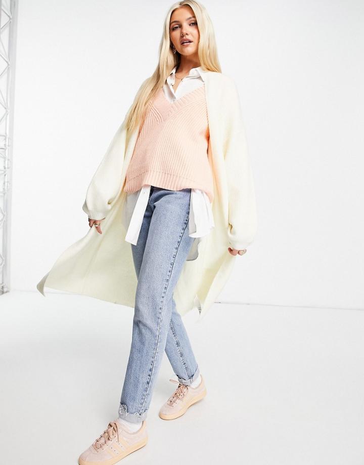 Miss Selfridge Ivory Balloon Sleeve Maxi Cardigan-white