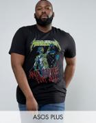 Asos Plus Metallica Longline Band T-shirt With Justice For All Faded Print - Black