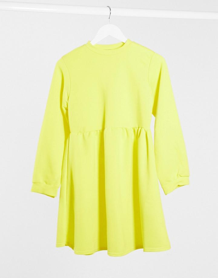 Rokoko Oversized Smock Sweatshirt Dress In Buttercup Yellow