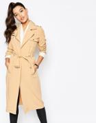 Missguided Military Trench Coat - Beige