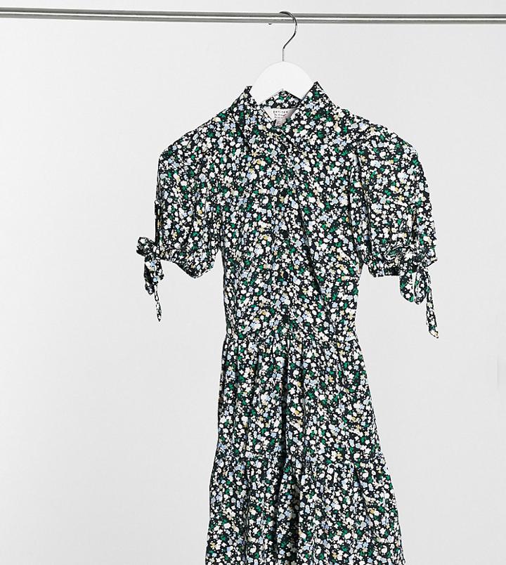 Miss Selfridge Petite Shirt Dress In Blue Floral Print-blues