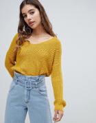 Jdy Knit V-neck Sweater-yellow