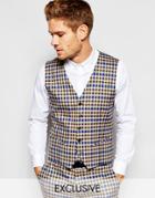 Selected Homme Exclusive Heritage Check Vest In Skinny Fit - Brown