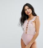 Peek & Beau Crochet Trim Swimsuit - Pink