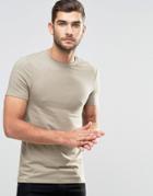 Asos Extreme Muscle T-shirt With Crew Neck In Beige - Tawny