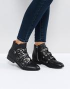 Sol Sana Maxwell Black Studded Flat Ankle Boots - Black