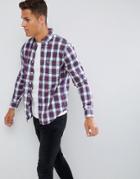 Abercrombie & Fitch Plaid Check Stretch Poplin Slim Fit Shirt In Navy - Navy